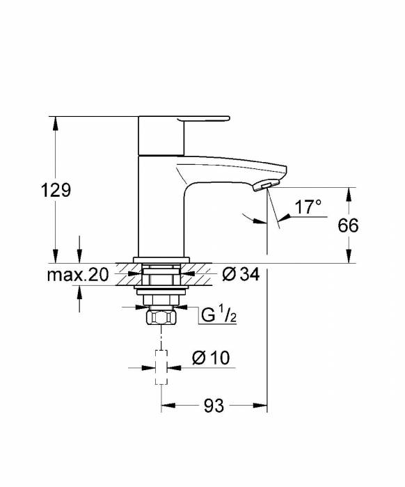 GROHE 23039002 Eurostyle Cosmopolitan Вертикальный вентиль. Фото