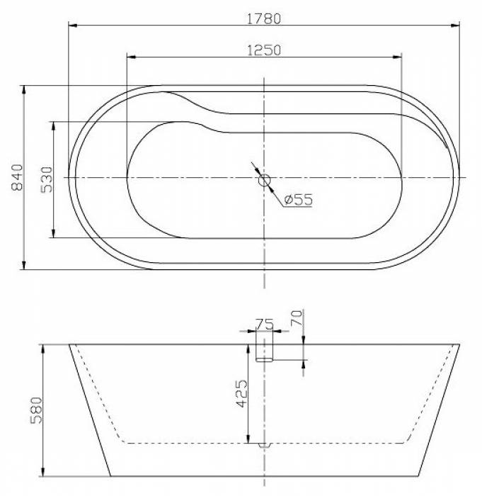 Ванна акриловая BELBAGNO BB14. Фото