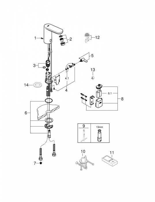 GROHE 36327001 Eurosmart Cosmopolitan E Инфракрасная электроника для раковины со смешиванием, 6V. Фото