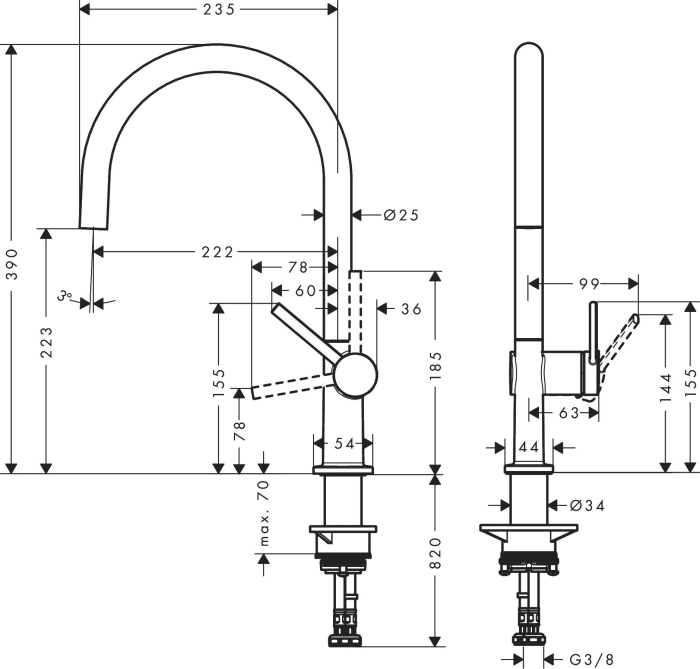 Смеситель для кухни Hansgrohe M54 Talis 220 72804000. Фото