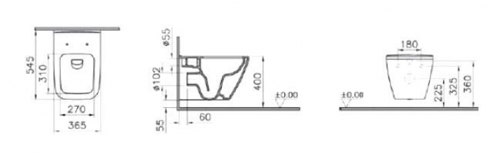 Подвесной унитаз VITRA Integra Square безободковый 7082B003-0075. Фото