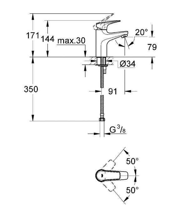 GROHE 23156000 BauFlow Смеситель для раковины, гладкий корпус. Фото