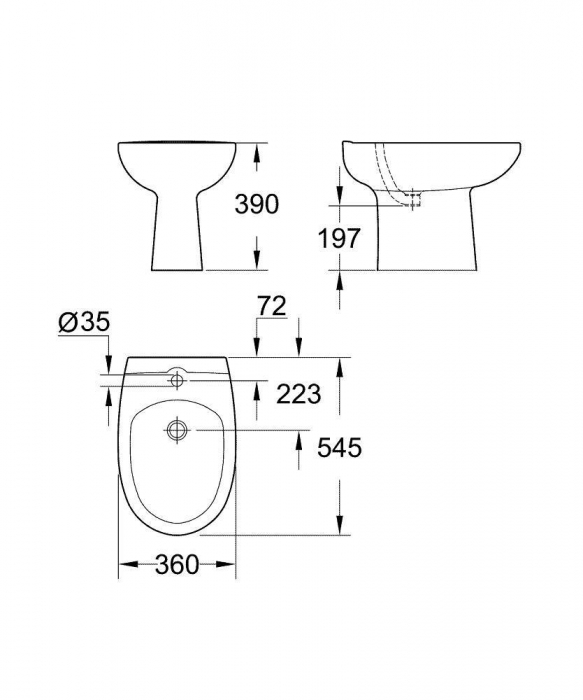 Биде подвесное GROHE Bau Ceramic 39433000. Фото