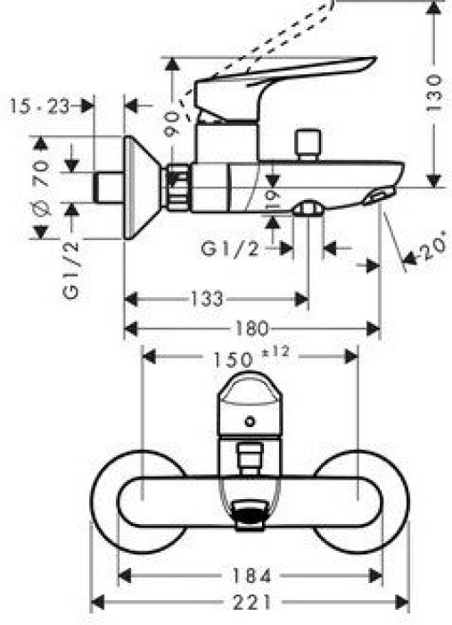 Смеситель для ванны Hansgrohe Logis E 71403000. Фото