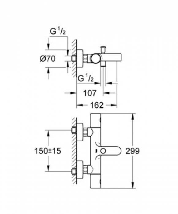 Термостатический смеситель для ванны GROHE Grohtherm 1000 34215000. Фото