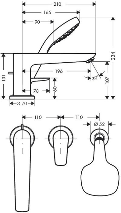 Смеситель для ванны Hansgrohe Talis E 71731000. Фото