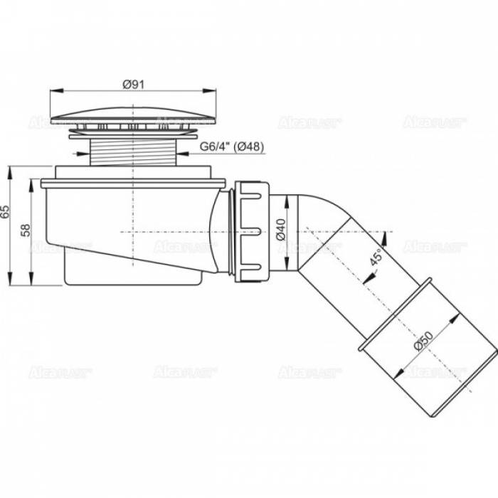 Сифон для душевого поддона ALCAPLAST A471CR. Фото