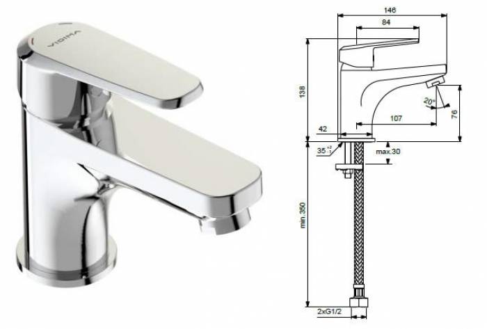 Смеситель для раковины VIDIMA Balance BA264AA. Фото