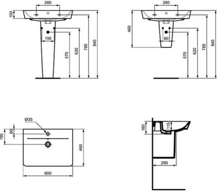 Раковина IDEAL STANDARD Connect Air Cube 60х46 E074201. Фото