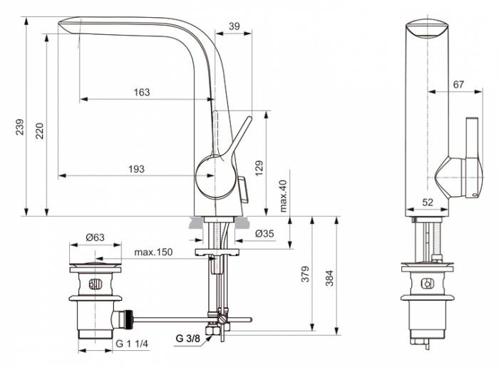 Смеситель для раковины IDEAL STANDARD Melange A6041AA. Фото