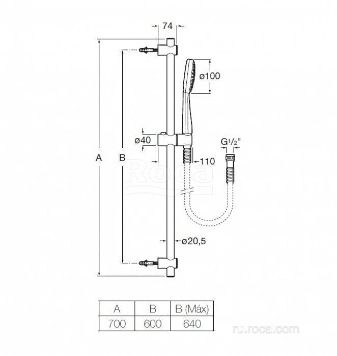 Душевой гарнитур ROCA Stella 100/1F A5B9D03C00. Фото