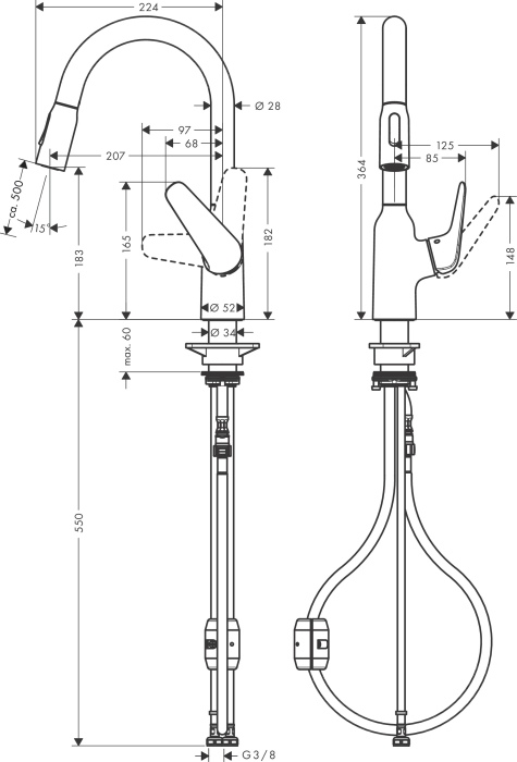 71801000 HANSGROHE  M42 180 Focus смеситель для кухни,с вытяжным душем. Фото