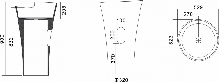 Раковина NS BATH NSF-5290G (глянцевая) 53х53. Фото