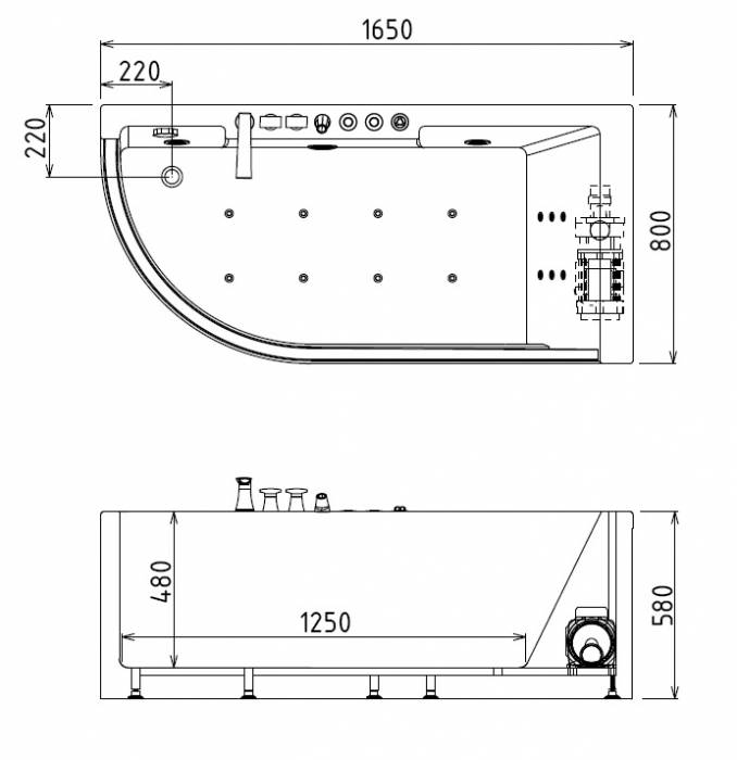 Акриловая ванна GEMY G9227 K R. Фото