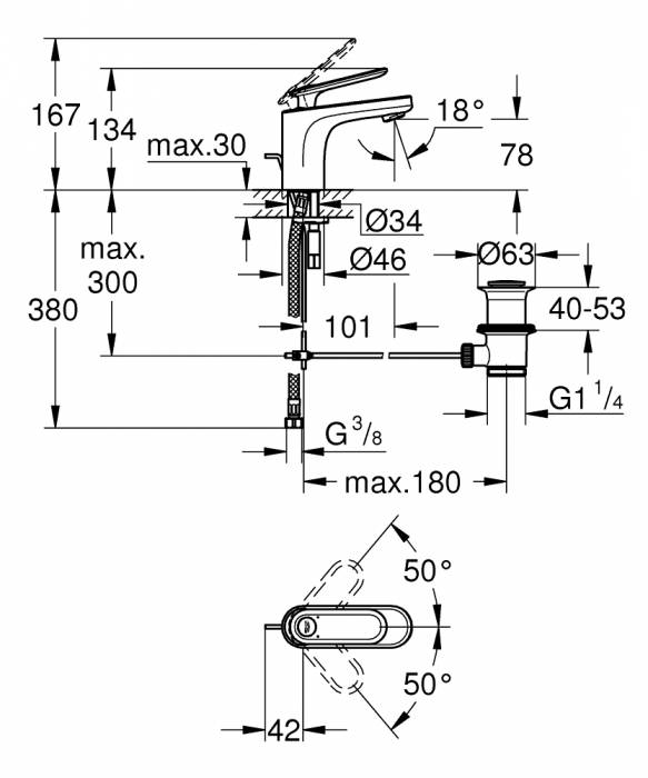 Смеситель для раковины GROHE Veris 32183KS0. Фото
