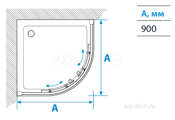 Душевое ограждение Акватон Ritsa в четверть круга 90х90х200 1AX006SSXX000. Фото