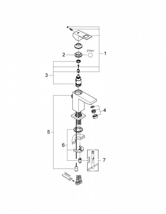 Смеситель для раковины Grohe Eurocube 23131000. Фото