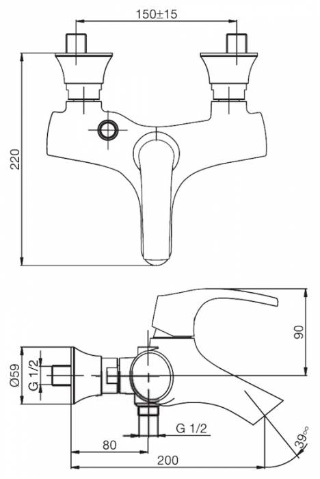 Смеситель для ванны JACOB DELAFON Symbol E71680-CP. Фото