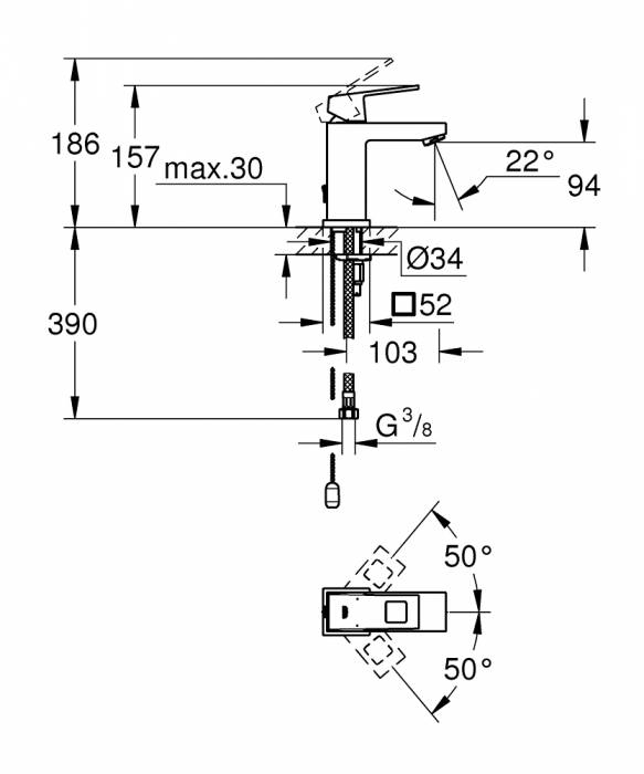 Смеситель для раковины Grohe Eurocube 23131000. Фото