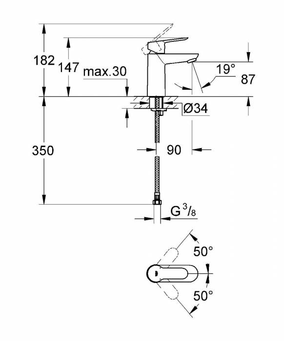 Смеситель для раковины GROHE BauEdge 23330000. Фото