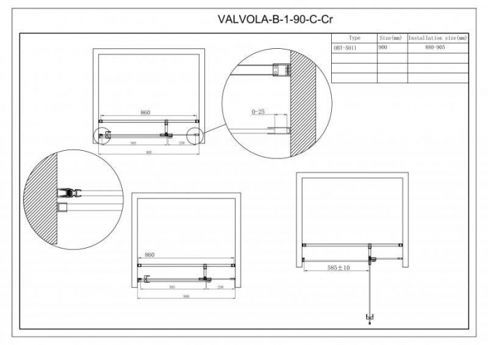 Душевая дверь CEZARES Valvola VALVOLA-B-1-90-C-Cr. Фото