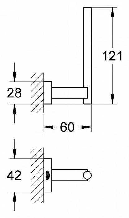 Держатель для запасного рулона бумаги GROHE Essentials Cube 40623001 для ванной комнаты. Фото