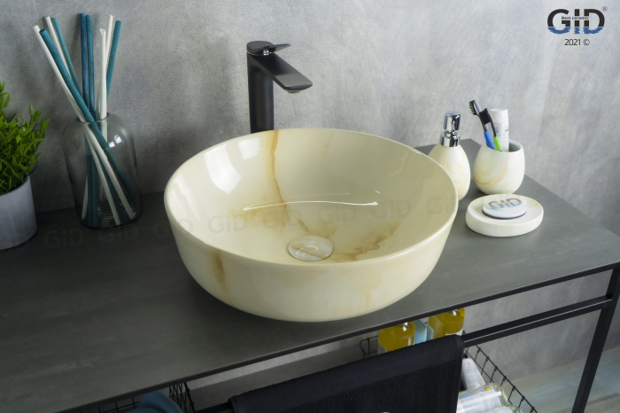 Раковина накладная GID Mnc526 42х42 54441 Под камень. Глянцевый. Фото