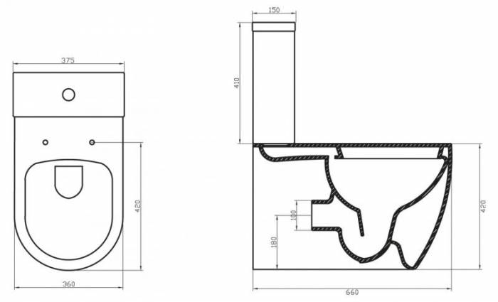 Чаша унитаза безободкового BELBAGNO Marino P-trap BB105CPR. Фото