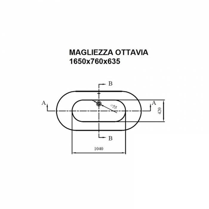 Ванна акриловая MAGLIEZZA Ottavia 170х75 (ножки золото). Фото