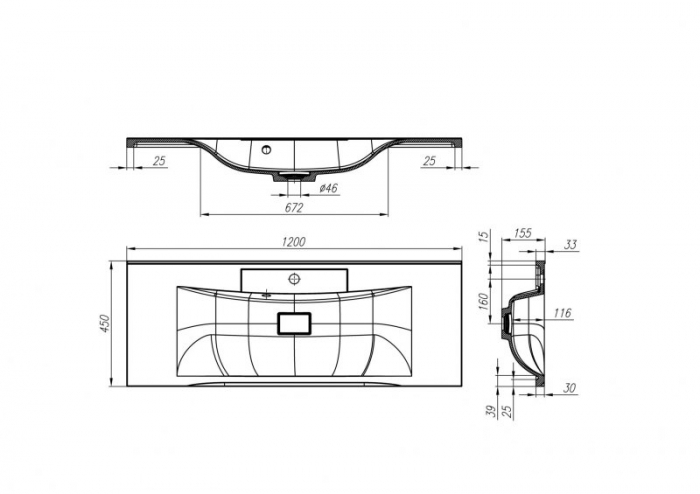 Раковина мебельная BELBAGNO 120х45 BB1200/450-LV-MR-PR. Фото