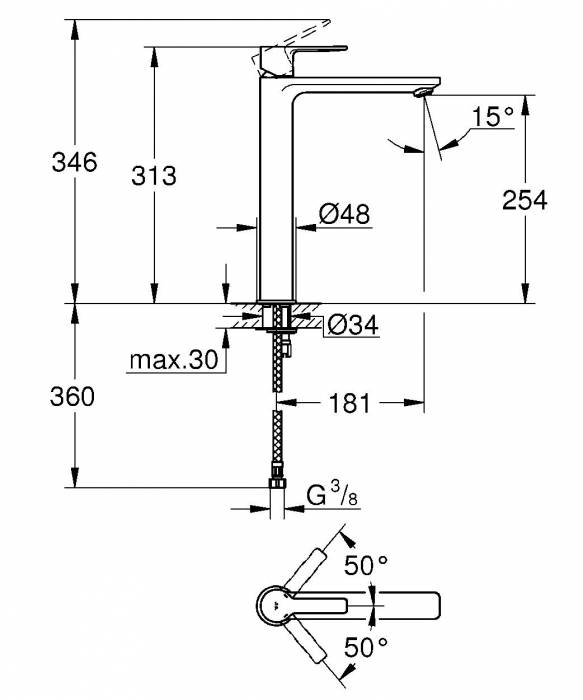 GROHE 23405DC1 Lineare New Смеситель однорычажный для раковины, свободностоящий GROHE 23405DC1 Lineare New Смеситель однорычажный для раковины, свободностоящий. Фото