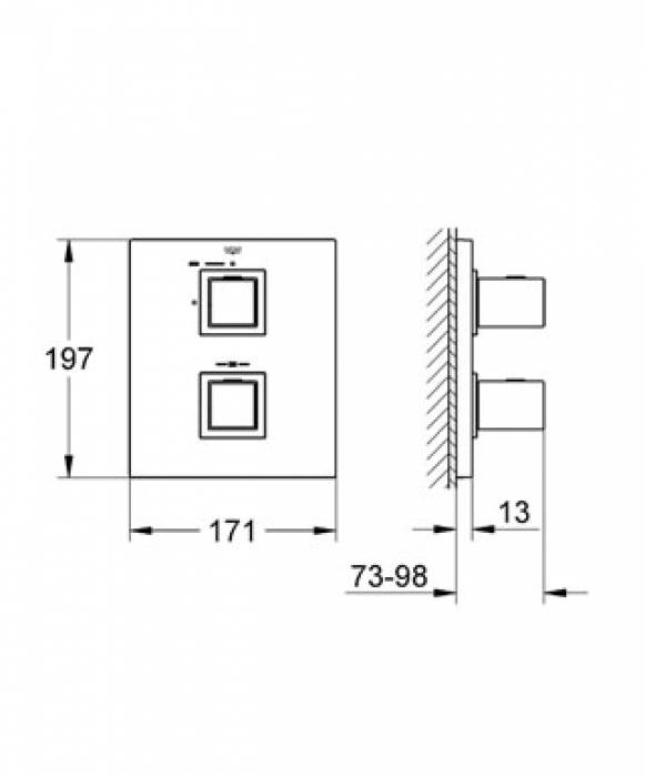Смеситель термостатический для душа GROHE Grohtherm Cube 19959000 (внешняя часть). Фото