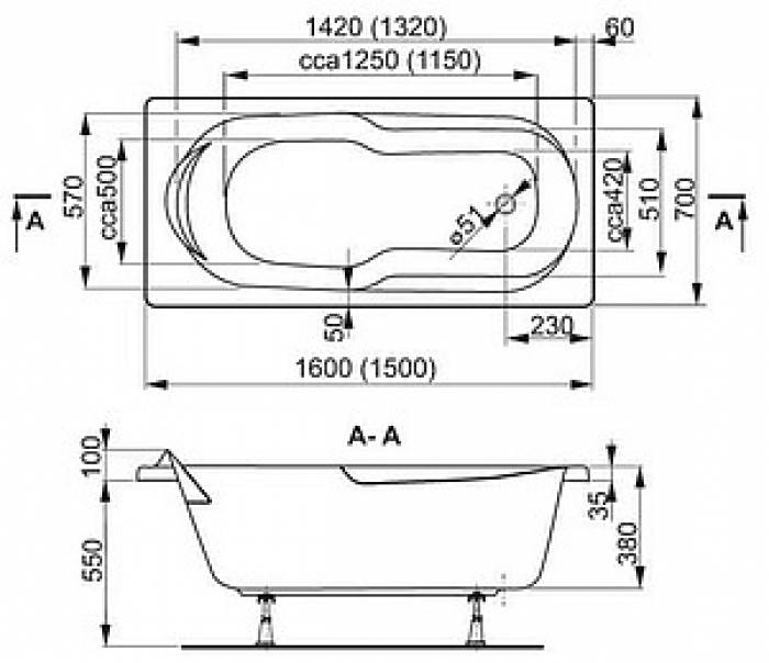 Ванна акриловая VAGNERPLAST Nymfa 160 VPBA167NYM2E-01. Фото