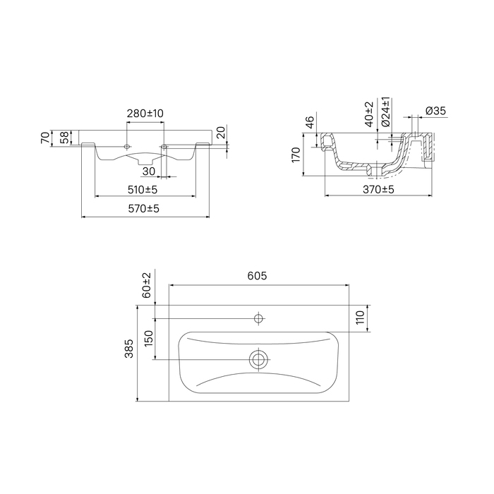 Тумба с умывальником подвесная с ящиками 60 см белая/под дерево Zodiac IDDIS ZOD6AB0i95K подходит ум. 3506000i28. Фото