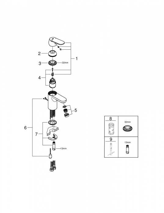 Смеситель для раковины GROHE Eurosmart Cosmopolitan 3282700E. Фото