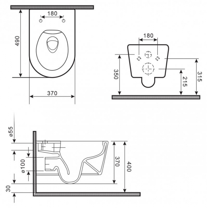 Чаша унитаза безободкового подвесного BELBAGNO Colorato Nero BB062CHR-MB. Фото