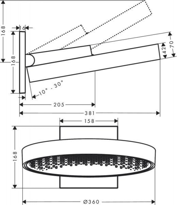 Верхний душ Hansgrohe Rainfinity 360 1jet 26230000. Фото