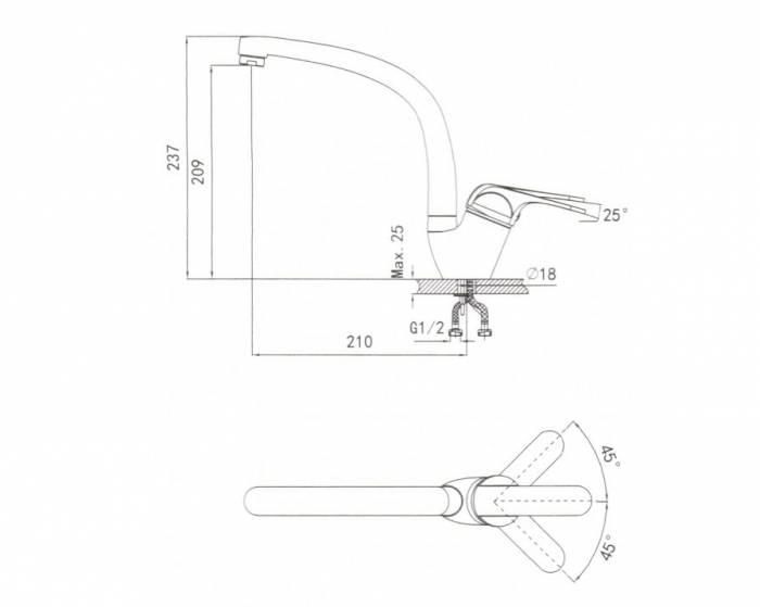 Смеситель для кухни GRANULA GR-2024 черный. Фото