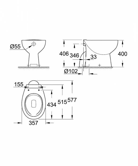 Унитаз напольный GROHE Bau Ceramic 39431000. Фото
