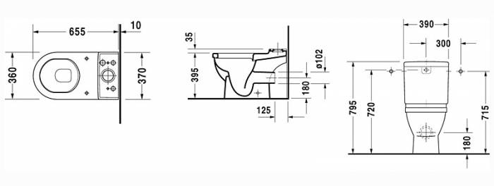 Унитаз напольный под бачок DURAVIT STARCK 3 0126090000. Фото