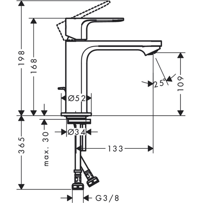 72557000 HANSGROHE  Rebris E смеситель для раковины 110. Фото