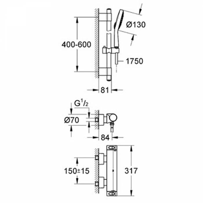 Смеситель термостатический для душа GROHE Grohtherm 2000 34281001. Фото