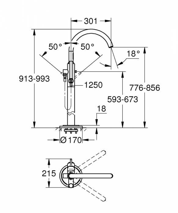 Смеситель для ванны GROHE Atrio С 32653002. Фото