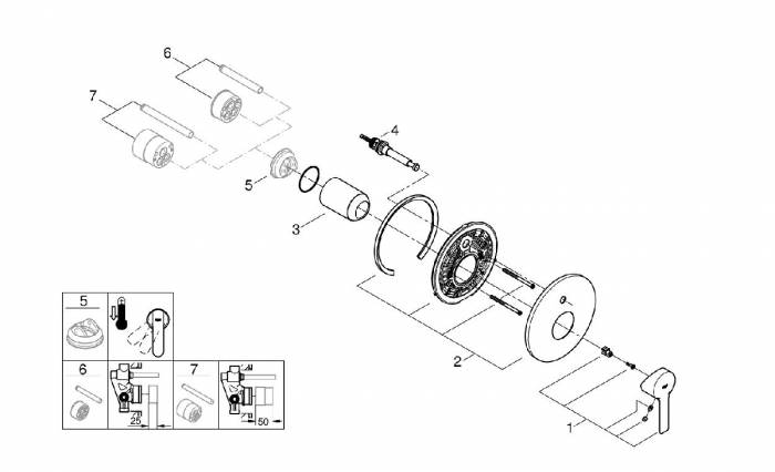 GROHE 19297001 Lineare New Смеситель однорычажный для ванны, комплект верхней монтажной части. Фото