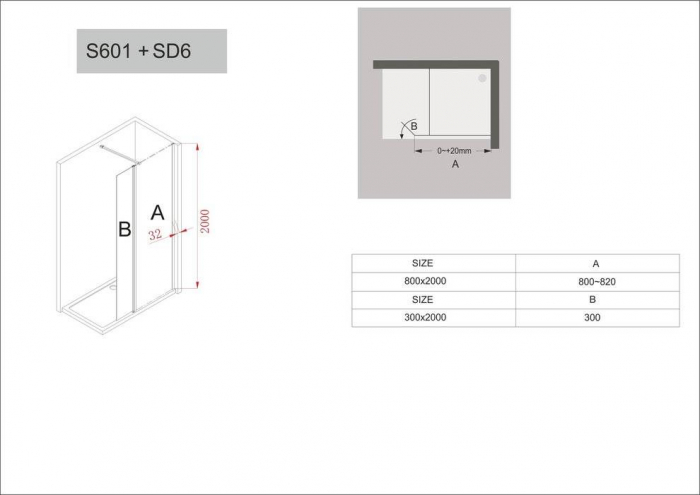 Душевое ограждение BLACK & WHITE Stellar Wind S601+SD6