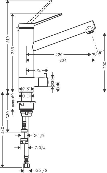 Кухонный смеситель Hansgrohe Zesis M33 CoolStart 74808000, хром. Фото