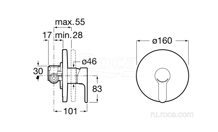 Смеситель ROCA L20 для душа A5A2A09C00. Фото