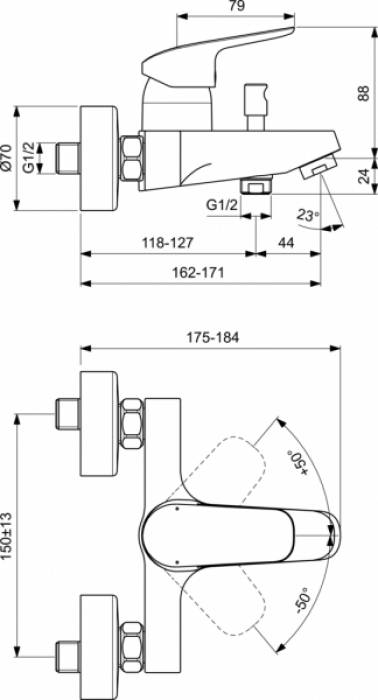 Смеситель для ванны IDEAL STANDARD Ceraflex B1721AA. Фото