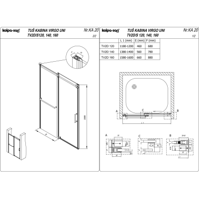 Душевая дверь KOLPA-SAN Virgo TV/2D S 120. Фото