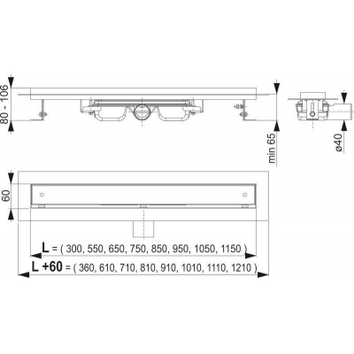 Водоотводящий желоб ALCAPLAST Low APZ101-1150. Фото
